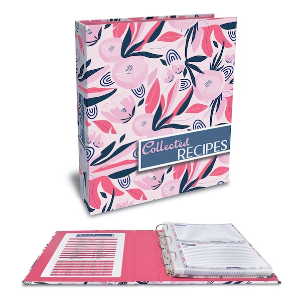 Better Kitchen Products Recipe Binder, 8.5in. x 9.5in. 3 Ring Binder Organizer Set, Floral Design 97303 - main